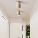 GobekUsa Japanese Style Stone Wood Round Ceiling Light for Living Room and Corridor