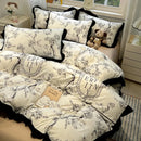 GobekUsa Black White Printed Bed Skirt Bedding Set - Cozy Skin Friendly Linens
