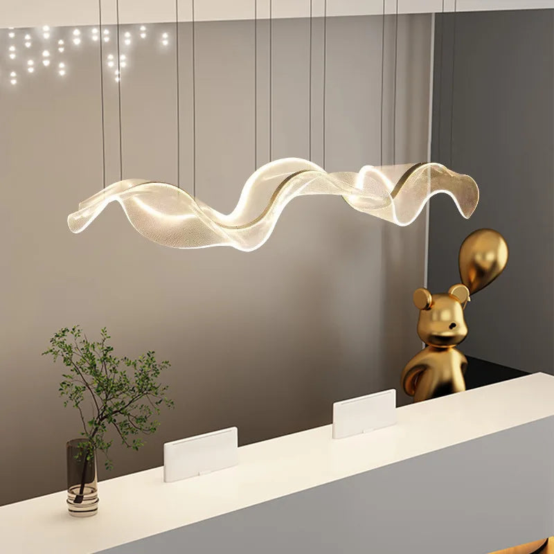 GobekUsa LED Acrylic Chandelier Dining Room Light Fixtures Adjustable Kitchen Hanging Lamp