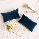 GobekUsa Blue Velvet Stripe Pillow Covers - 2Pcs Luxury Soft Cushion Cases for Couch