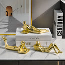GobekUsa Golden Thinker Reader Man Resin Figure: Abstract Home Decor Figurine