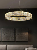 GobekUsa Crystal Glass Chandelier: Big Round Luxury LED Ceiling Hanging Lamps for Home Decor.
