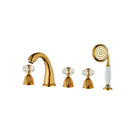GobekUsa Gold Crystal Brass Bathtub Faucet Set with Hand shower Head