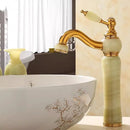 GobekUsa Gold Jade Brass Bathroom Basin Faucet | Deck Mounted Hot Cold Water Mixer