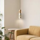 GobekUsa LED Terrazzo Pendant Lamp White Stone Wood Hanging Light