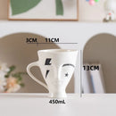 GobekUsa Abstract Face Ceramic Coffee Mug Dining Table Teacup Juice Container