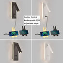 GobekUsa Black Brass LED Wall Lamp with USB Port & Switch - 3W Spotlight for Bedroom