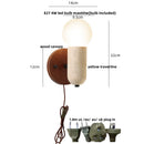 GobekUsa LED Wall Sconce Yellow Travertine Stone Wood Nordic Modern Rotate Bedside Lamp