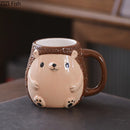 GobekUsa Cute Cartoon Animal Ceramic Mug Kids Breakfast Cup Christmas Gift