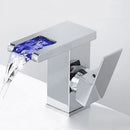 GobekUsa LED Waterfall Basin Faucet Brass Temperature Colors Change Mixer Tap