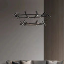 GobekUsa Black Metal Chandelier: Minimalist Hanging Light for Dining Room, Kitchen, Bedroom.