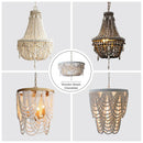 GobekUsa French Country Wood Bead Chandelier: 3/5 Lights Princess Decorative Hanging Fixture