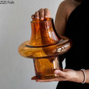 GobekUsa Amber Glass Vase Hydroponics Flower Pots Room Decor Arrangement Floral Vases