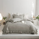 GobekUsa Light Green Flounce 600TC Egyptian Cotton Bedding Set - Queen/King Size