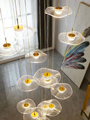 GobekUsa Gold Acrylic Chandeliers LED Pendant Lamp Modern Staircase Living Room Lighting