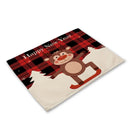 GobekUsa Christmas Linen Dining Table Mats - Festive Home Decor with Santa Claus Print