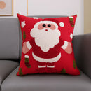 GobekUsa Christmas Snowflake Deer Cushion Cover Green Red Square Embroidery Pillow Case 45x45cm