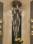 GobekUsa Crystal LED Staircase Chandelier: Modern Luxury Ceiling Lighting for Living Room Hall Loft