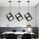 GobekUsa Black Geometric Square Pendant Light for Kitchen Island, Bedroom, Hallway