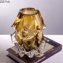 GobekUsa Amber Glass Vase for Modern Home Decor & Flower Arrangement