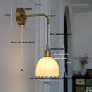 GobekUsa Glass Adjustable LED Wall Lamp with Pull Chain Switch, Modern Nordic Design