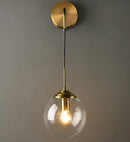 GobekUsa Golden Round Glass Wall Sconce: Modern Nordic Lighting Fixture for Home Decor
