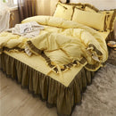 GobekUsa Korean Bed Skirt Set with Ruffled Edges - Solid, Skin-Friendly Bedding Kit