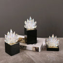 GobekUsa Crystal Lotus Tabletop Decoration with Black Base