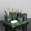GobekUsa Green Marble Bathroom Set: Dispenser, Dish, Holder, Tissue Box & Accessories