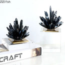 GobekUsa Black Agate Flower Crystal Art Desk Decoration on Crystal Base