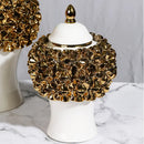GobekUsa Golden Flower Ginger Jar Relief Flower Vase Home Decor