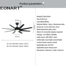 GobekUsa 66" DC Ceiling Fan with Remote Control, Modern Aluminum 8-Blade LED Light