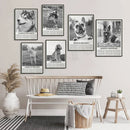 GobekUsa Black & White Dog Breeds Poster: Greyhound, Cocker Spaniel, Akita, Malamute, Cattle Dog