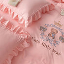 GobekUsa French Embroidered Cotton Bed Skirt Set with Ruffled Edges