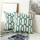 GobekUsa Embroidered Blue Cotton Canvas Cushion Cover for Home Decor