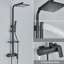 GobekUsa Black Rainfall Shower Faucet Set with Bathtub Tap and Height Adjust Shower Mixer