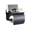 GobekUsa Black Toilet Paper Holder with Silver Phone Storage Shelf