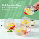 GobekUsa 400ml Hammer Pattern Glass Mug - Heat Resistant with Hand Handle