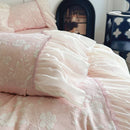 GobekUsa Lace Ruffles Velvet Princess Bedding Set: Duvet, Sheet, Pillowcases