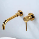 GobekUsa Brushed Gold In-Wall Black Basin Faucet Set for Bathroom Sink Mixer Tap