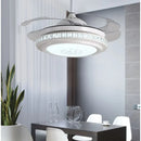 GobekUsa Crystal Chandeliers Ceiling Fans with Invisible Ceiling Fan Light, Remote Control, 6 Speeds