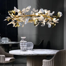 GobekUsa Leaf Branch Ceramic Chandelier | Modern Golden Lighting Fixture for Living Room