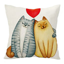 GobekUsa Cartoon Cat Linen Pillowcase 45x45cm Couple Love Cushion Covers for Living Room