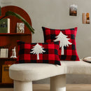 GobekUsa Christmas Plaid Cushion Cover in Red Black Check for Home Sofa Bed