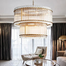 GobekUsa Gold Double Layer Ring Crystal Pendant Light for Elegance in Every Room