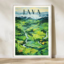 GobekUsa Bali Surfing Poster - Uluwatu, Canggu, Pererenan Estuary, Borobudur, Komodo, Rice Field Illustration