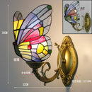 GobekUsa Butterfly Glass Sconces LED Wall Lamps Tiffany Mediterranean Bedroom Lighting