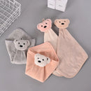 GobekUsa Cartoon Bear Coral Velvet Hand Towel - Soft Microfiber for Kitchen & Bathroom