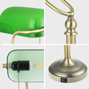 GobekUsa Green Glass Bankers Desk Lamp with USB Charging Port and Pull Chain Switch