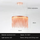 GobekUsa LED Tassel Chandelier Pendant Light for Living Room Villa Hall Silver Lustre